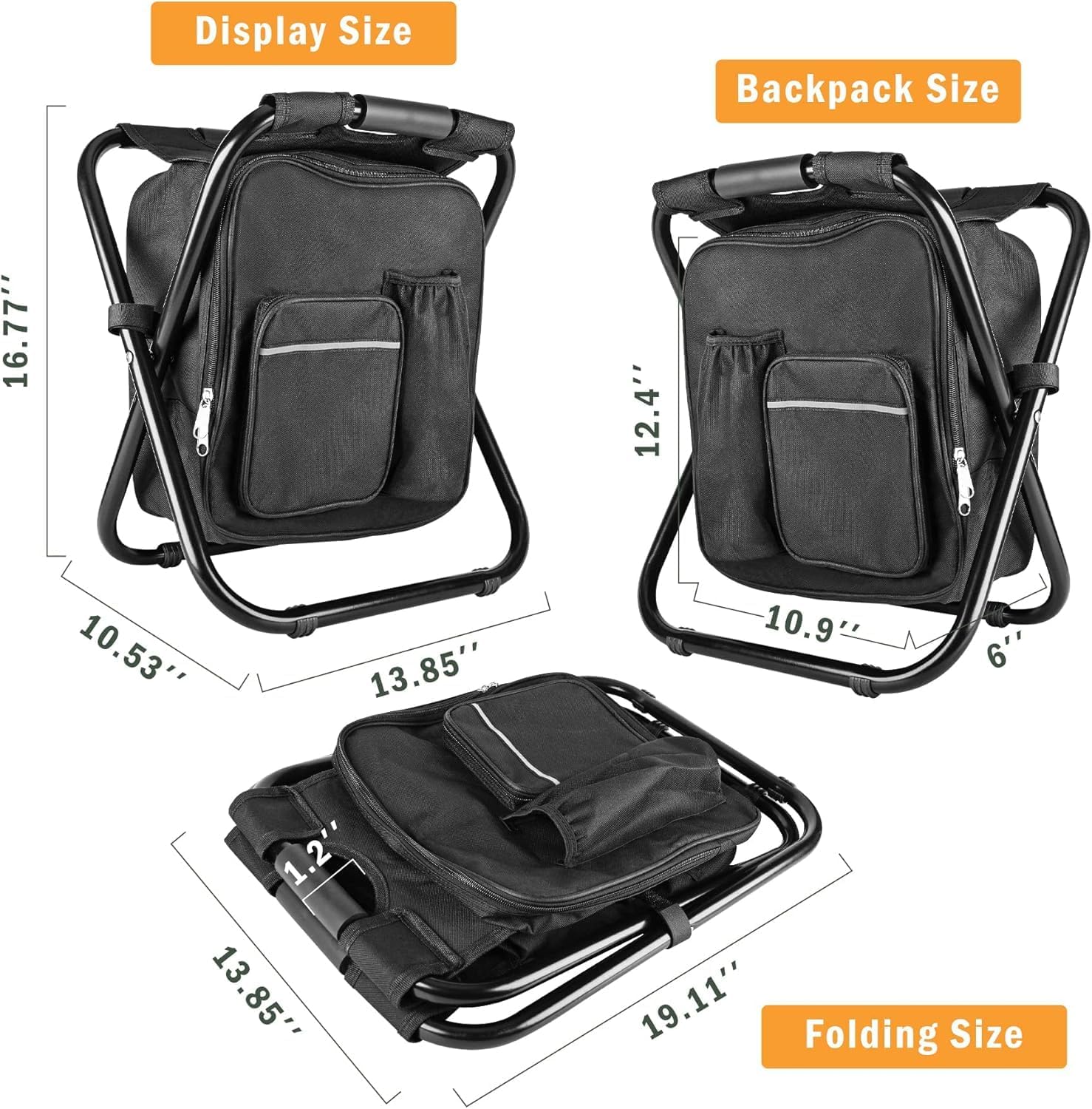 Folding Camping Chair Grey Portable Compact Adjustable Folding Chair for Outdoor Camping Fishing - SportZone.co.nz