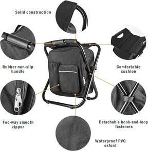 Folding Camping Chair Grey Portable Compact Adjustable Folding Chair for Outdoor Camping Fishing - SportZone.co.nz