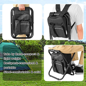 Folding Camping Chair Grey Portable Compact Adjustable Folding Chair for Outdoor Camping Fishing - SportZone.co.nz