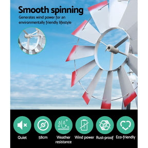 Garden Windmill 4FT 146cm Metal Ornaments Outdoor Decor Ornamental Wind Will - SportZone.co.nz