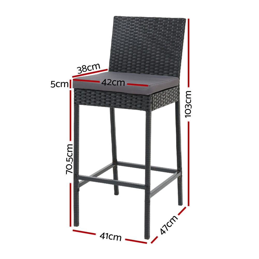 Gardeon 2 - Piece Outdoor Bar Stools Dining Chair Bar Stools Rattan Furniture - SportZone.co.nz