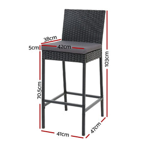 Gardeon 2 - Piece Outdoor Bar Stools Dining Chair Bar Stools Rattan Furniture - SportZone.co.nz