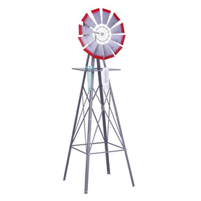 Gardeon Garden Windmill Metal Weather Station with Rain Gauge 182cm Silver - SportZone.co.nz