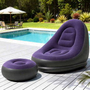 Gardeon Inflatable Air Chair with Ottoman & Pump Purple - SportZone.co.nz