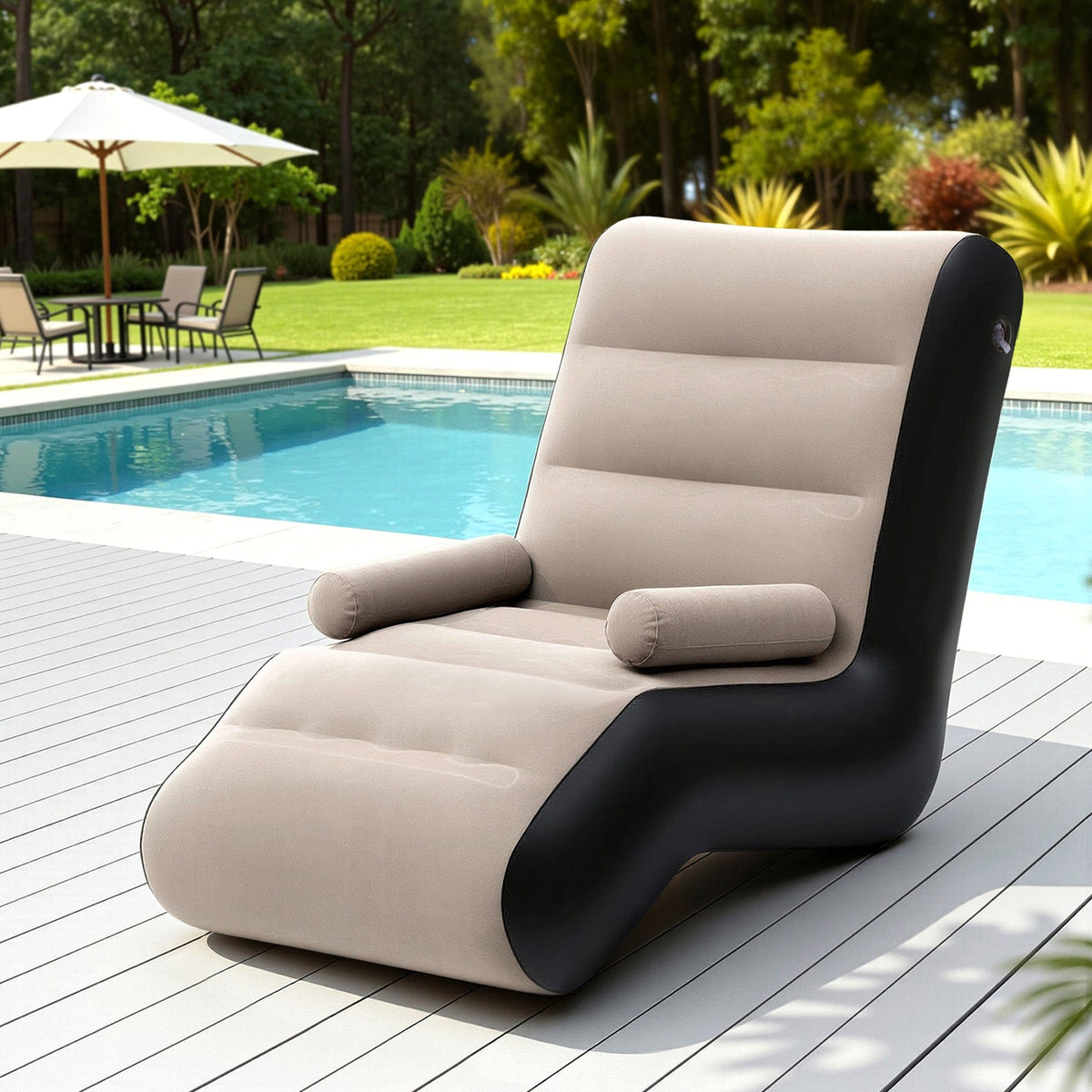 Gardeon Inflatable Chair Sun Lounger Blow Up Folding Air Chairs Sofa for Camping with Pump - SportZone.co.nz