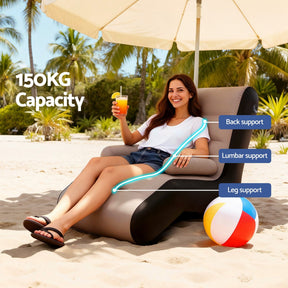 Gardeon Inflatable Chair Sun Lounger Blow Up Folding Air Chairs Sofa for Camping with Pump - SportZone.co.nz
