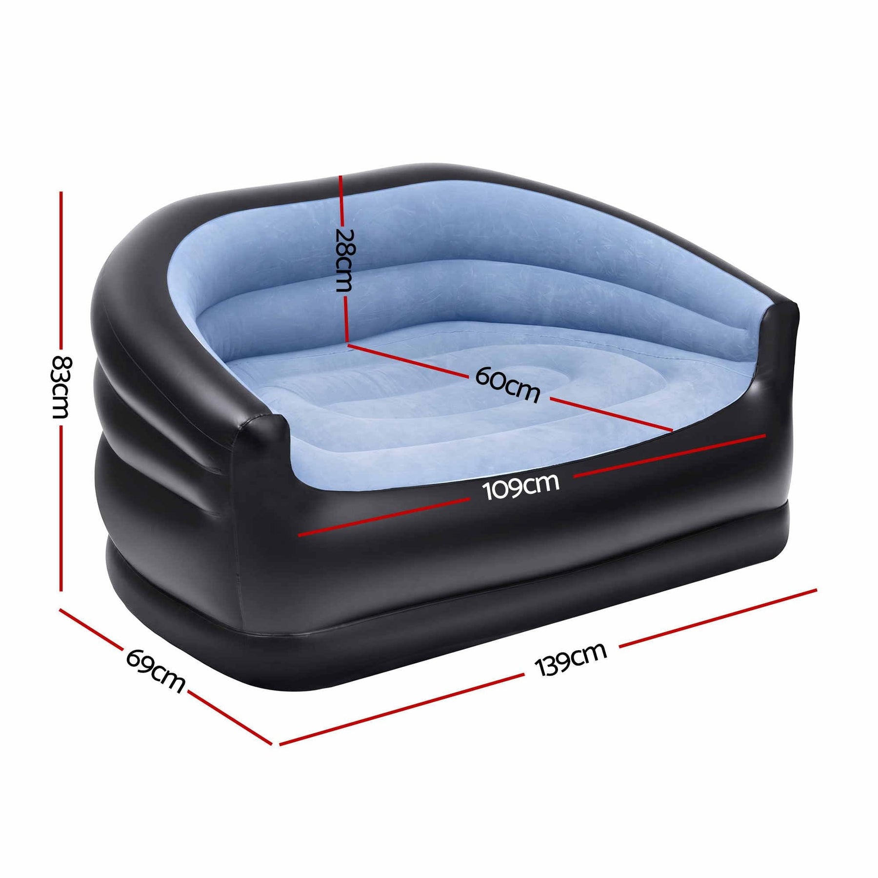 Gardeon Outdoor Air Sofa Inflatable Couch Two-Seater Lounge Chair with Pump Blow Up Couches for Camping - SportZone.co.nz