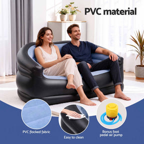 Gardeon Outdoor Air Sofa Inflatable Couch Two-Seater Lounge Chair with Pump Blow Up Couches for Camping - SportZone.co.nz