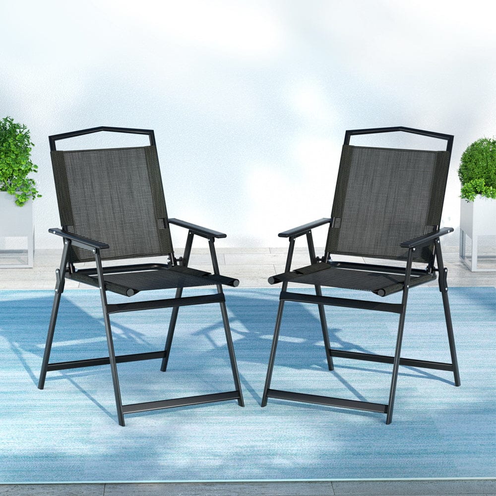 Gardeon Outdoor Chairs Portable Folding Camping Chair Steel Patio Furniture - SportZone.co.nz