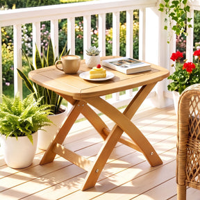 Gardeon Outdoor Coffee Side Table HDPE Desk Indoor Patio Furniture Garden Natural - SportZone.co.nz