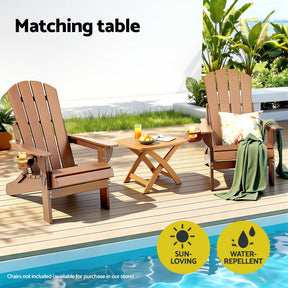 Gardeon Outdoor Coffee Side Table HDPE Desk Indoor Patio Furniture Garden Natural - SportZone.co.nz