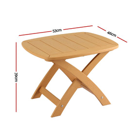 Gardeon Outdoor Coffee Side Table HDPE Desk Indoor Patio Furniture Garden Natural - SportZone.co.nz