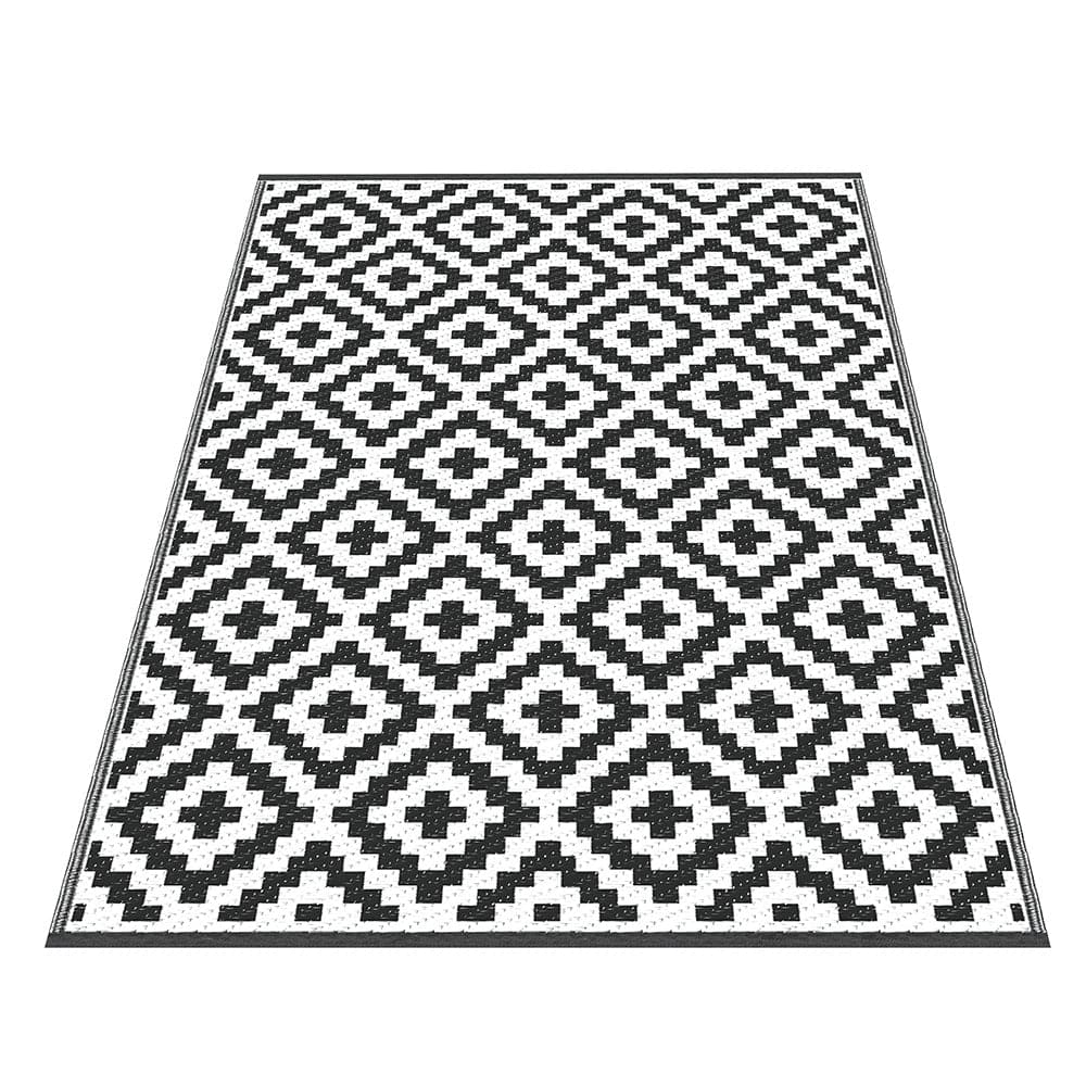 Gardeon Outdoor Rugs 120x180cm Large Carpet Reversible Area Mat PP Dual - Sided Patio Rug Cross - SportZone.co.nz