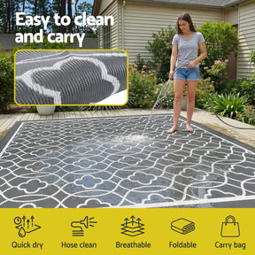 Gardeon Outdoor Rugs 274x366cm Large Carpet Reversible Area Mat PP Dual - Sided Patio Rug - SportZone.co.nz