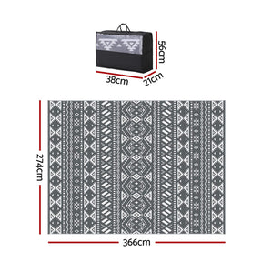 Gardeon Outdoor Rugs 274x366cm Large Carpet Reversible Area Mat PP Dual - Sided Patio Rug Bohemian - SportZone.co.nz
