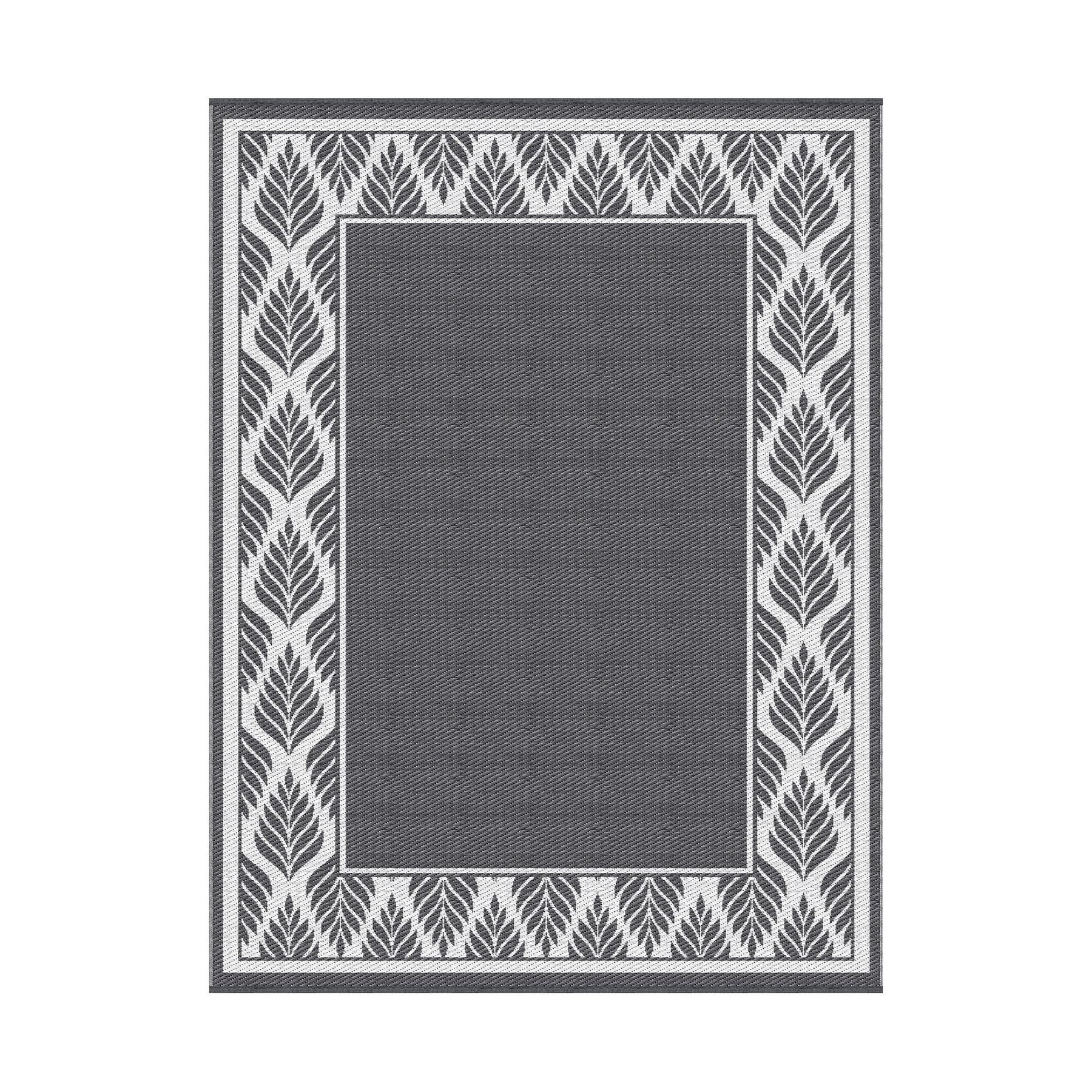 Gardeon Outdoor Rugs 274x366cm Large Carpet Reversible PP Dual-Sided Area Mat Patio Rug Grey - SportZone.co.nz