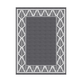 Gardeon Outdoor Rugs 274x366cm Large Carpet Reversible PP Dual-Sided Area Mat Patio Rug Grey - SportZone.co.nz