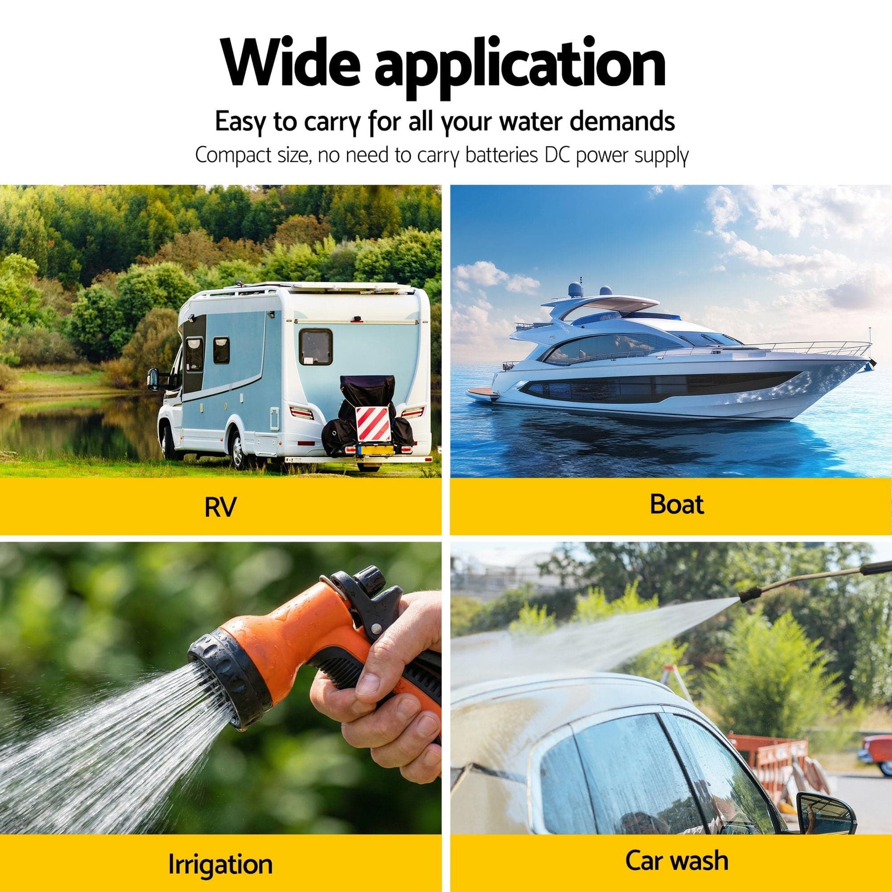 Giantz 12V DC Water Pump, 11.3LPM 55PSI 3 GPM Self - Priming RV Water Pressure Pump with Automatic Pressure Switch, for RV Marine Camping Yacht Garden Fresh Water Diaphragm, 2088 - 554 - 144 Replacement - SportZone.co.nz