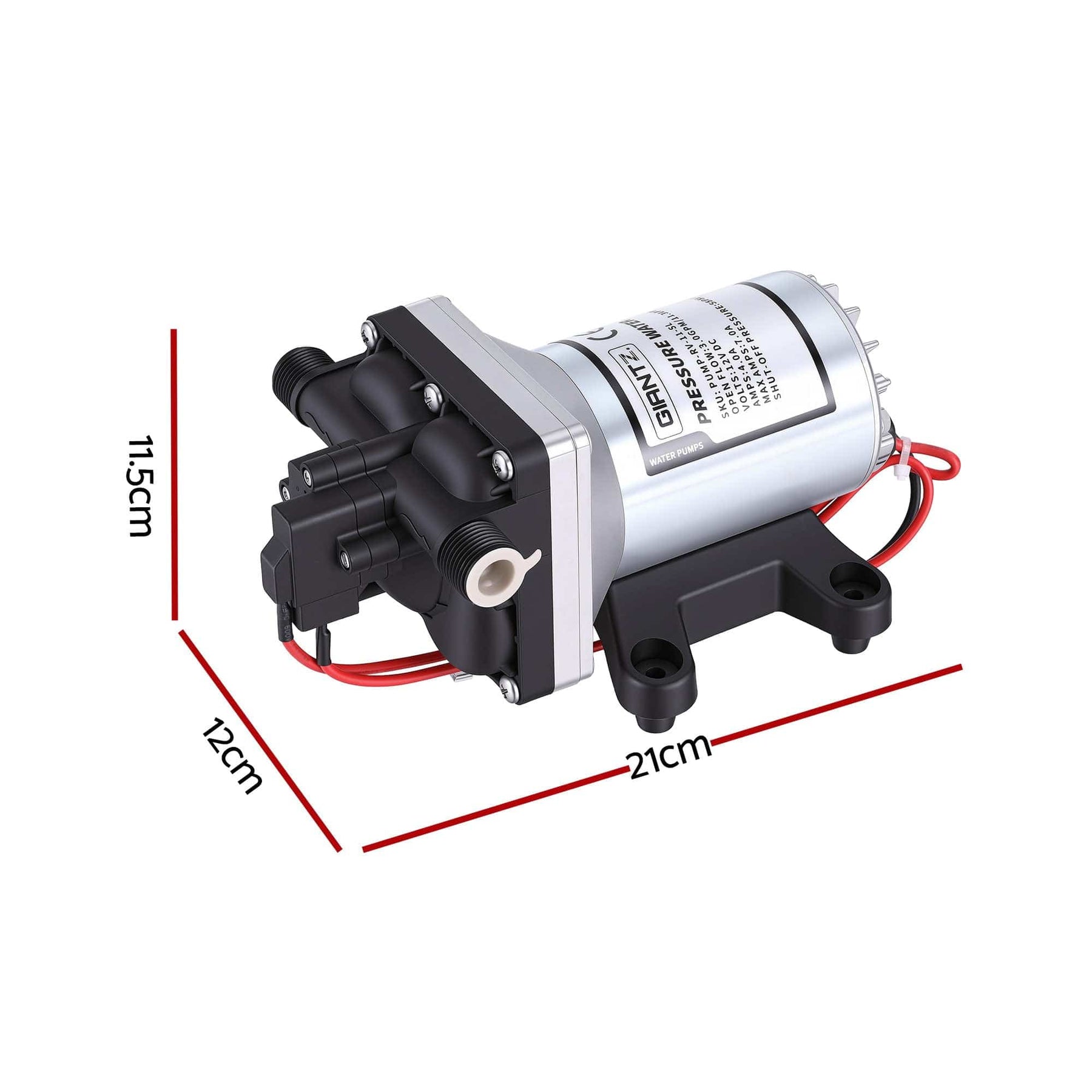 Giantz 12V DC Water Pump, 11.3LPM 55PSI 3 GPM Self - Priming RV Water Pressure Pump with Automatic Pressure Switch, for RV Marine Camping Yacht Garden Fresh Water Diaphragm, 2088 - 554 - 144 Replacement - SportZone.co.nz
