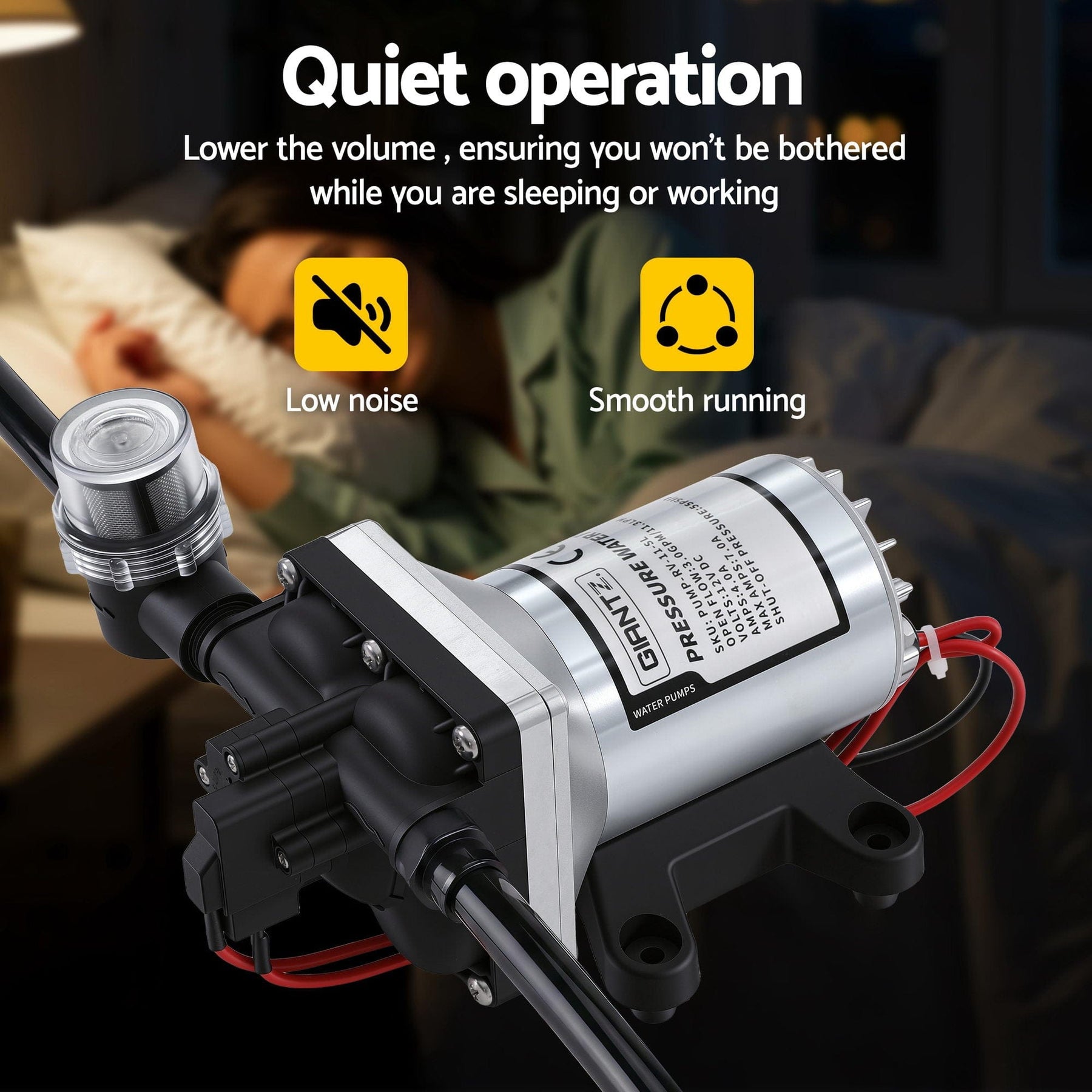 Giantz 12V DC Water Pump, 11.3LPM 55PSI 3 GPM Self - Priming RV Water Pressure Pump with Automatic Pressure Switch, for RV Marine Camping Yacht Garden Fresh Water Diaphragm, 2088 - 554 - 144 Replacement - SportZone.co.nz