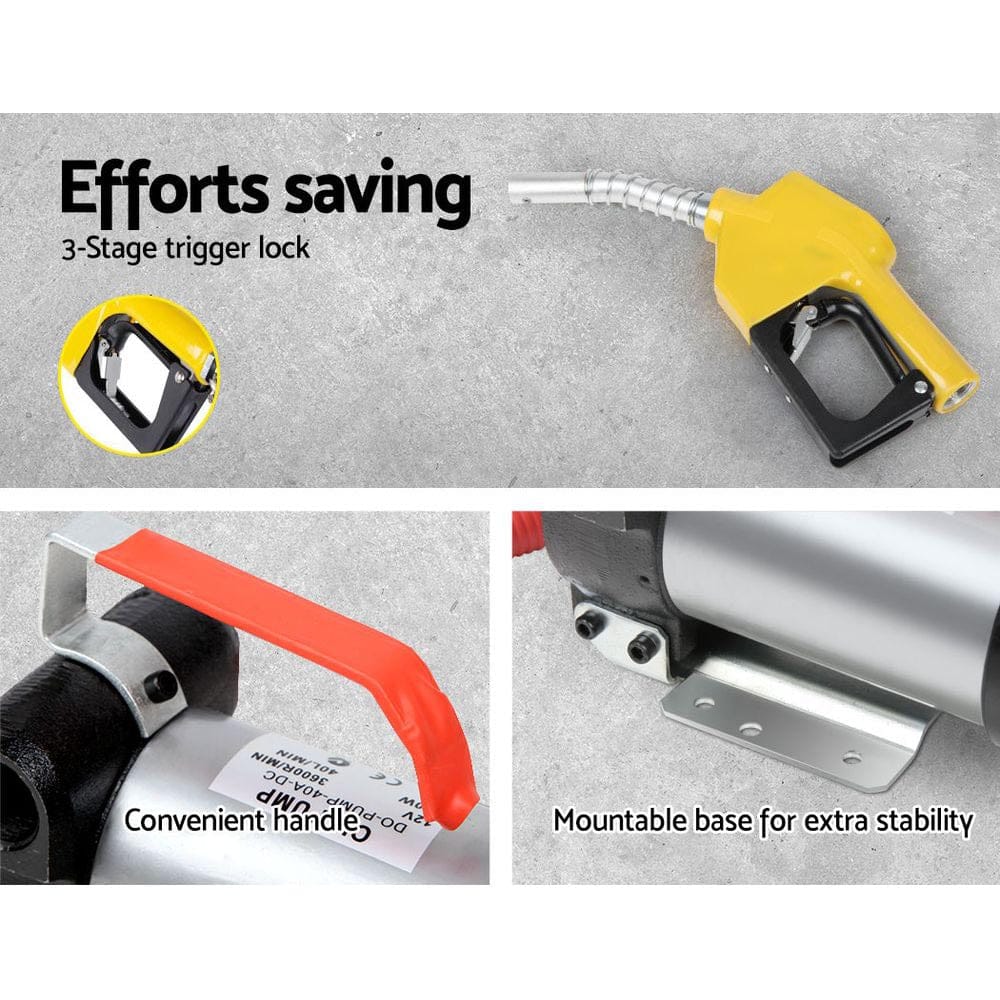 Giantz 12V Diesel Transfer Pump Extractor Oil Fuel Electric Bowser Auto Display - SportZone.co.nz