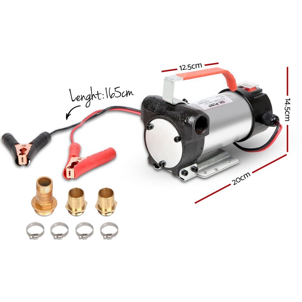 Giantz 12V Diesel Transfer Pump Extractor Oil Fuel Electric Bowser Auto Trigger - SportZone.co.nz