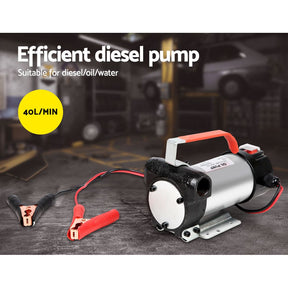Giantz 12V Diesel Transfer Pump Extractor Oil Fuel Electric Bowser Auto Trigger - SportZone.co.nz