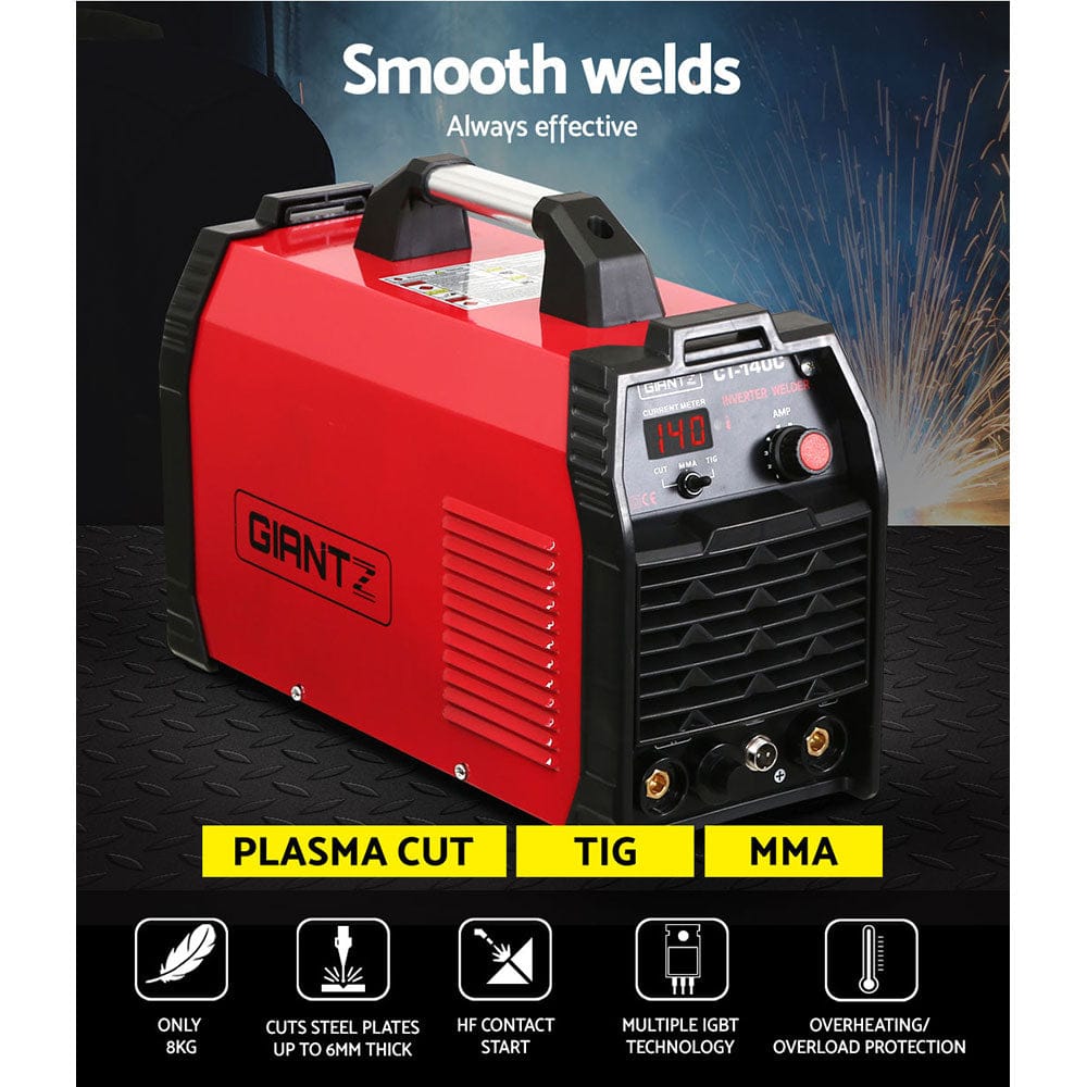 Giantz 140Amp Inverter Welder Plasma Cutter Gas DC iGBT Portable Welding Machine - SportZone.co.nz