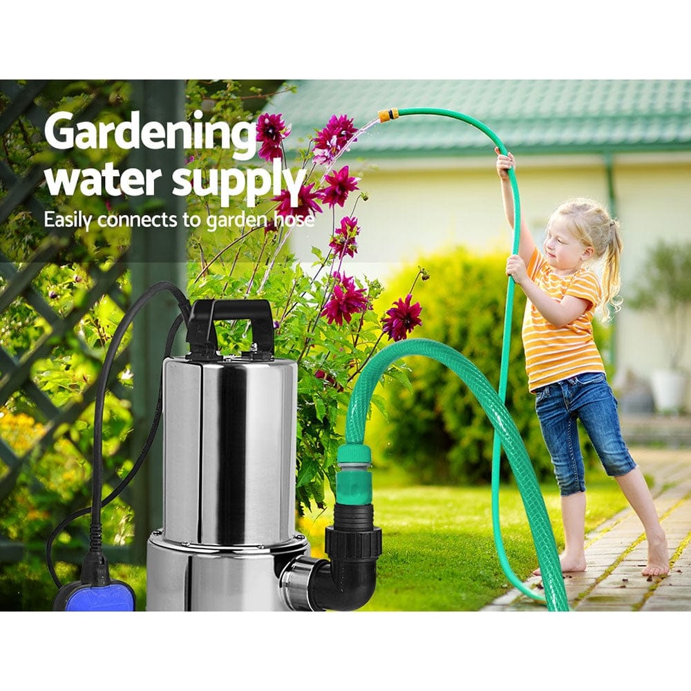 Giantz 1800W Submersible Dirty Water Pump Bore Tank Well Steel Automatic Clean - SportZone.co.nz