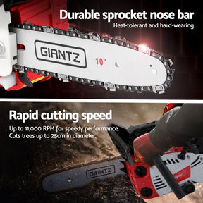 Giantz 25cc Petrol Chainsaw 10" Bar E-Start Tree Pruning Chain Saw - SportZone.co.nz