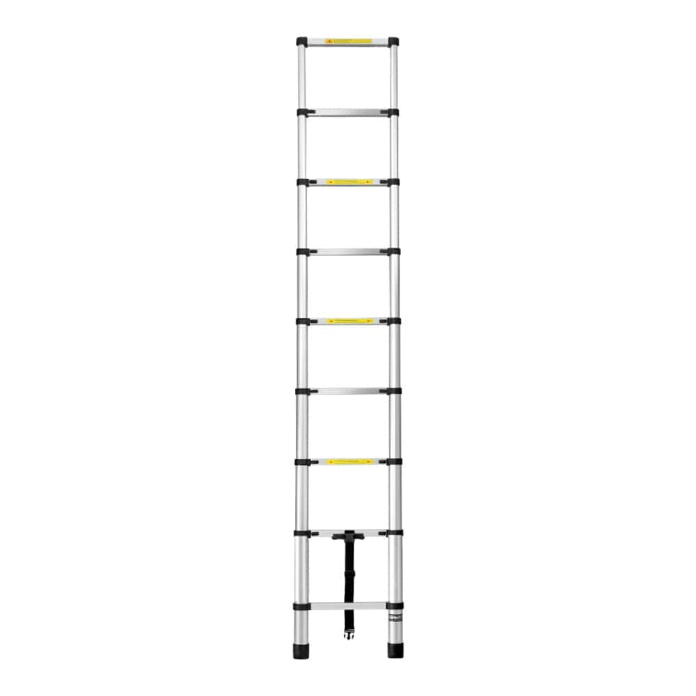 Giantz 2.6M Telescopic Ladder Aluminium Extension Extendable Steps Adjustable Height - SportZone.co.nz