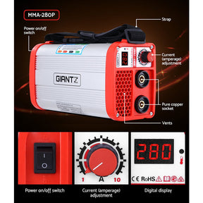 Giantz 280 Amp Inverter Welder DC MMA ARC IGBT Stick Portable Welding Machine - SportZone.co.nz