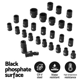 Giantz 30Pc 1/2" Drive Socket Set Cr - V Steel 8 - 32mm Workshop Repair - SportZone.co.nz