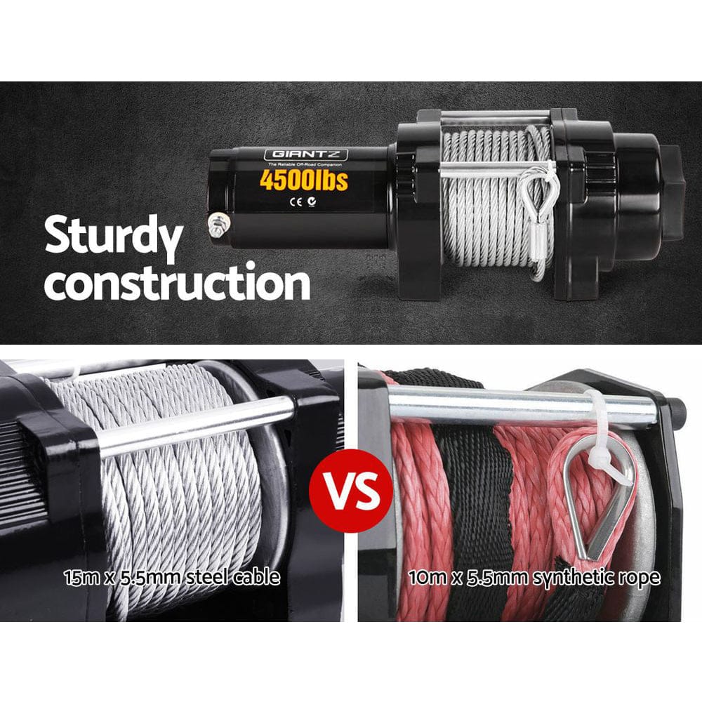 Giantz 4WD Electric Car Winch 4500LBS/2041KG - SportZone.co.nz