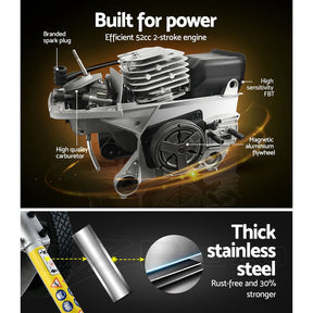 Giantz 62cc Petrol Brush Cutter Whipper Saw Trimmer 2 Stroke 3-in-1 Wheel - SportZone.co.nz