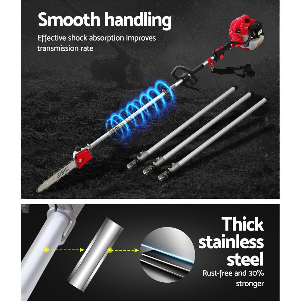 Giantz 65CC Pole Chainsaw Hedge Trimmer Brush Cutter Whipper Snipper Saw 9-in-1 5.6m - SportZone.co.nz