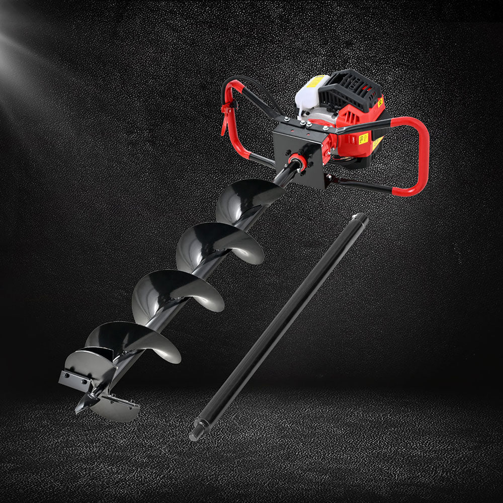 Giantz 65CC Post Hole Digger 200mm Petrol Drill Auger Extension Bits - SportZone.co.nz