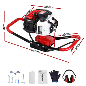 Giantz 65CC Post Hole Digger Motor Only Petrol Engine Red - SportZone.co.nz