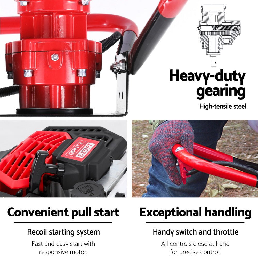 Giantz 65CC Post Hole Digger Motor Only Petrol Engine Red - SportZone.co.nz
