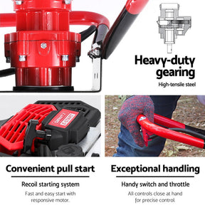 Giantz 65CC Post Hole Digger Motor Only Petrol Engine Red - SportZone.co.nz