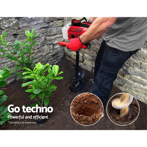 Giantz 66CC Post Hole Digger Motor Only Petrol Engine Red - SportZone.co.nz