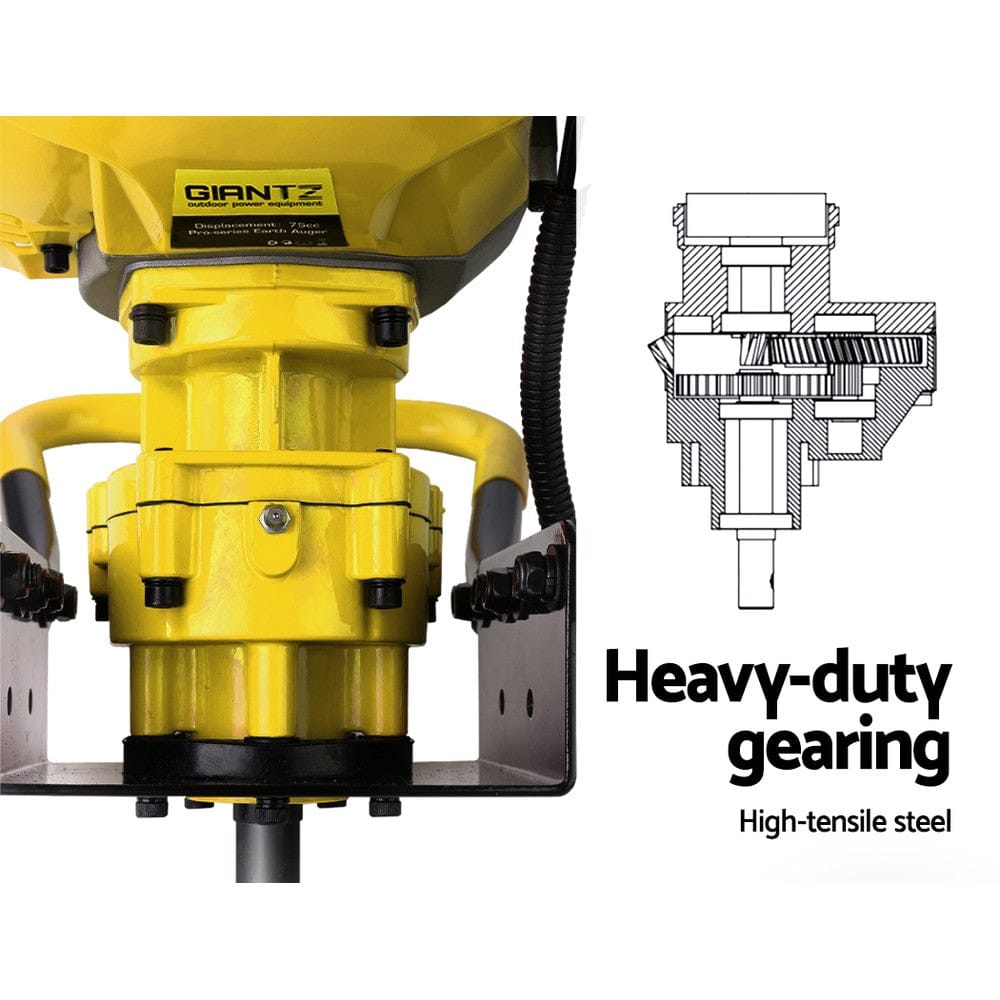 Giantz 80CC Post Hole Digger 200mm Petrol Drill Auger Extension Bits - SportZone.co.nz