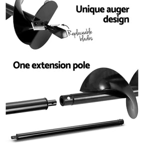 Giantz 80CC Post Hole Digger 200mm Petrol Drill Extension Auger Bits - SportZone.co.nz