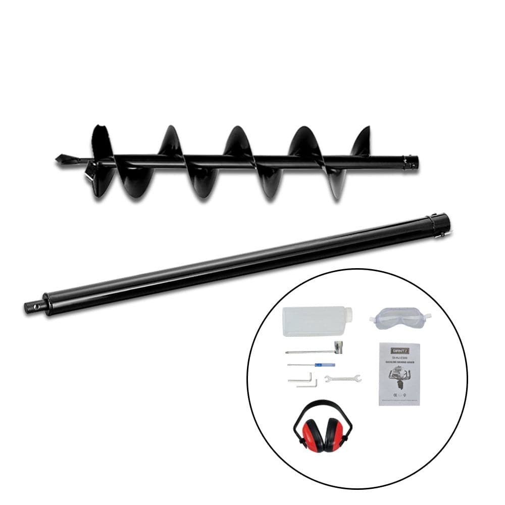 Giantz 80CC Post Hole Digger 200mm Petrol Drill Extension Bits Auger - SportZone.co.nz
