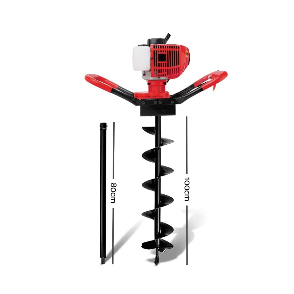 Giantz 80CC Post Hole Digger 200mm Petrol Drill Extension Bits Auger - SportZone.co.nz