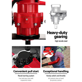 Giantz 80CC Post Hole Digger 300mm Petrol Drill Extension Auger Bits - SportZone.co.nz