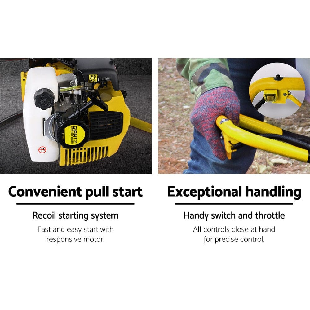 Giantz 80CC Post Hole Digger Motor Only Petrol Engine Yellow - SportZone.co.nz