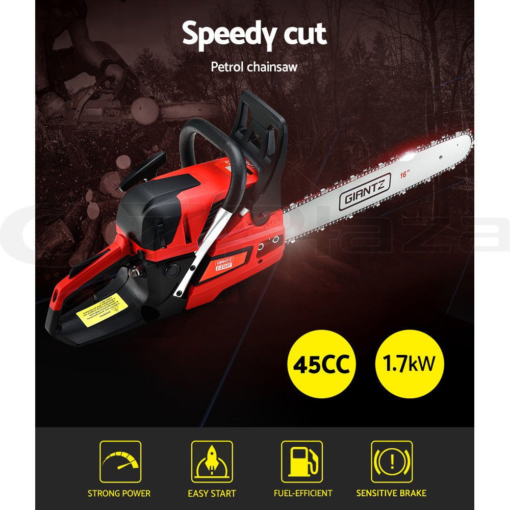 Giantz Chainsaw Petrol 45CC 16" Bar Commercial E-Start Pruning Chain Saw - SportZone.co.nz