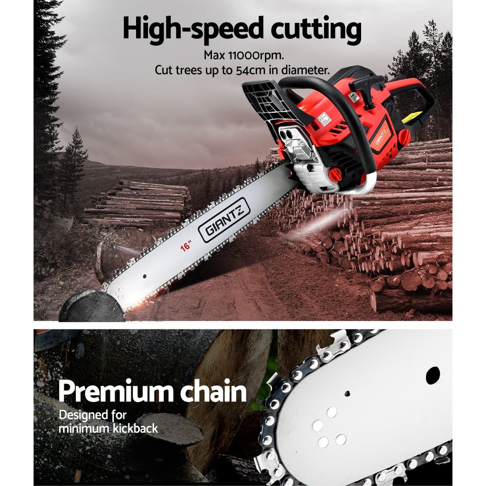 Giantz Chainsaw Petrol 45CC 16" Bar Commercial E-Start Pruning Chain Saw - SportZone.co.nz