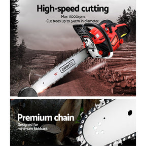 Giantz Chainsaw Petrol 45CC 16" Bar Commercial E-Start Pruning Chain Saw - SportZone.co.nz